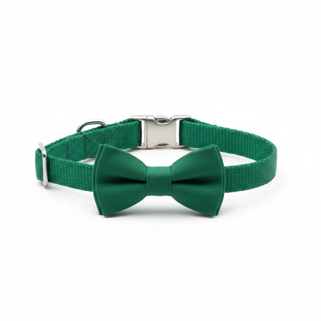 Variant 3 – Forest Green pet bow tie collar, flat lay